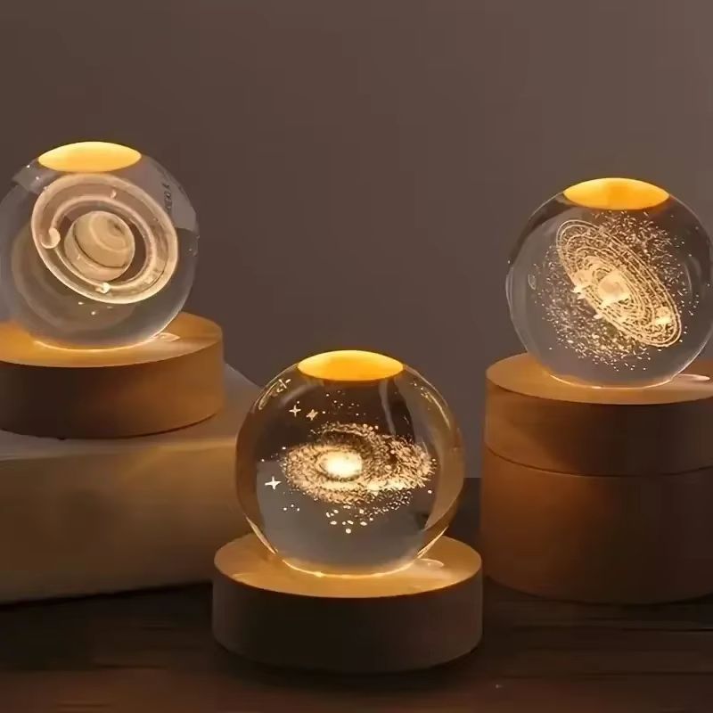 3D Galaxy Solar System Crystal Ball Night Light