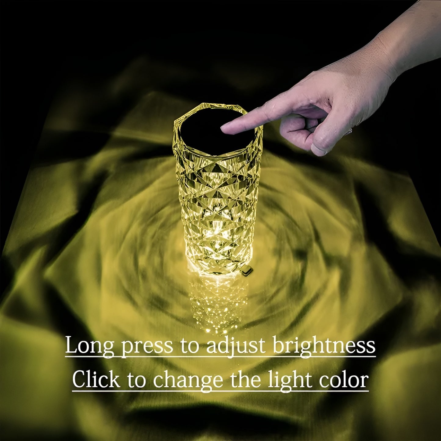 Crystal Diamond Touch Lamp – 16 Colors USB Rechargeable