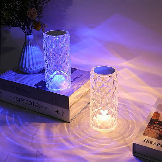 Crystal Diamond Touch Lamp – 16 Colors USB Rechargeable