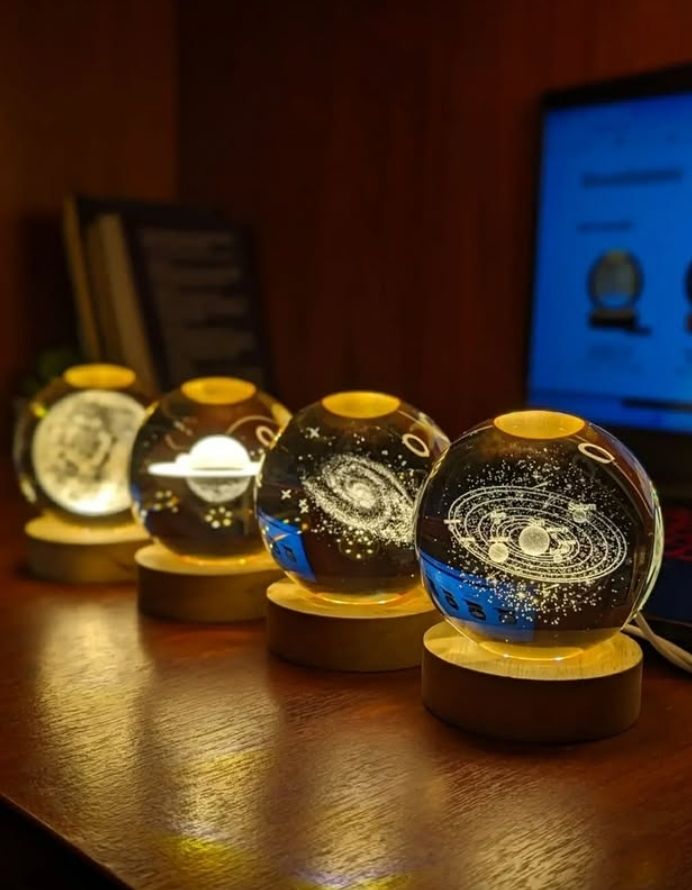 3D Galaxy Solar System Crystal Ball Night Light