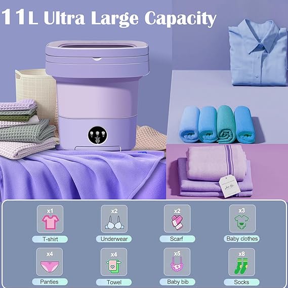 Folding Mini Washing Machine with Drain Basket