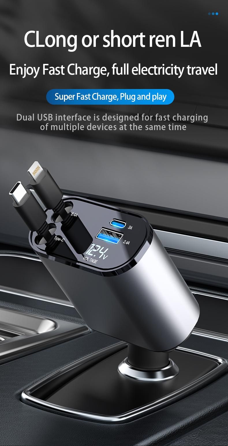 4 in 1 Fast Retractable Car Charger