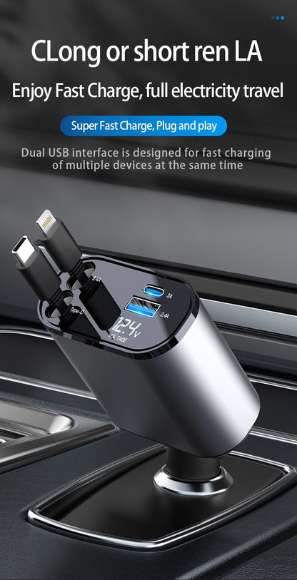 4 in 1 Fast Retractable Car Charger
